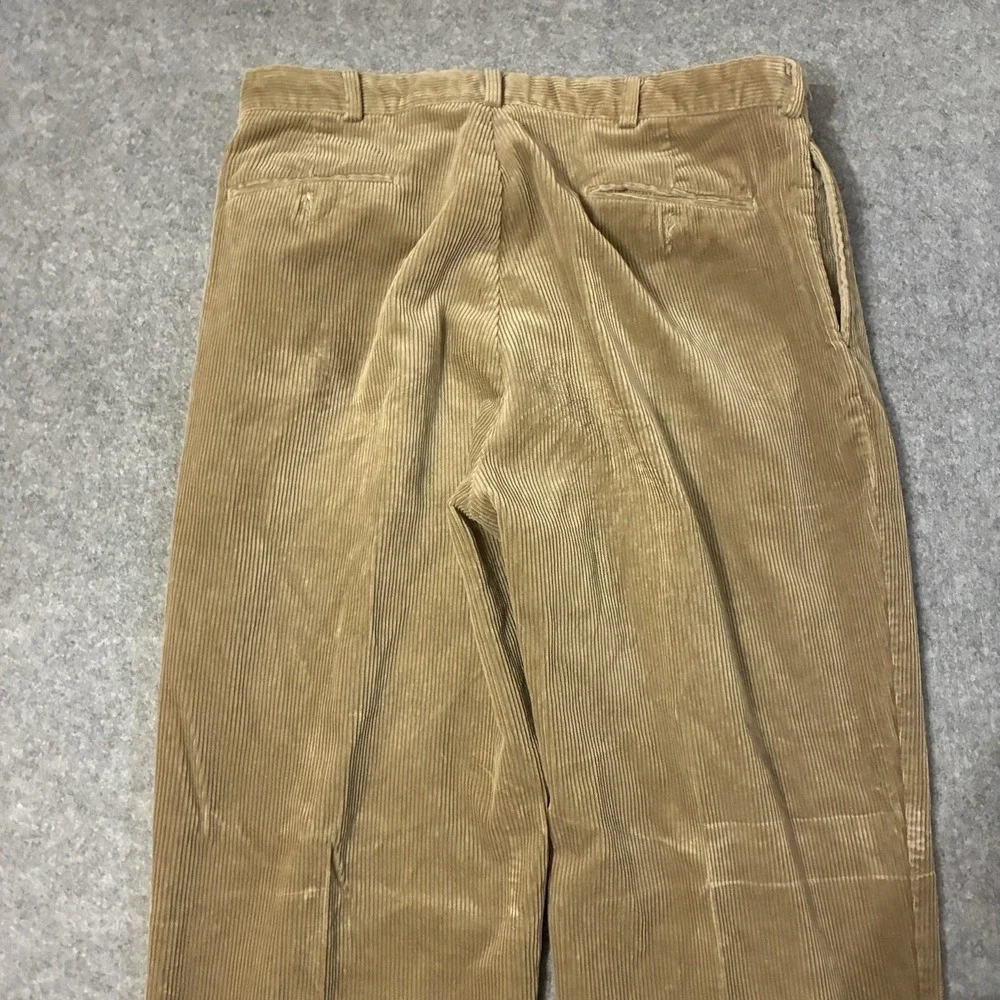 Vintage Polo Ralph Lauren Andrew Pant Mens 36x32 Tan Corduroy Pleated Trousers